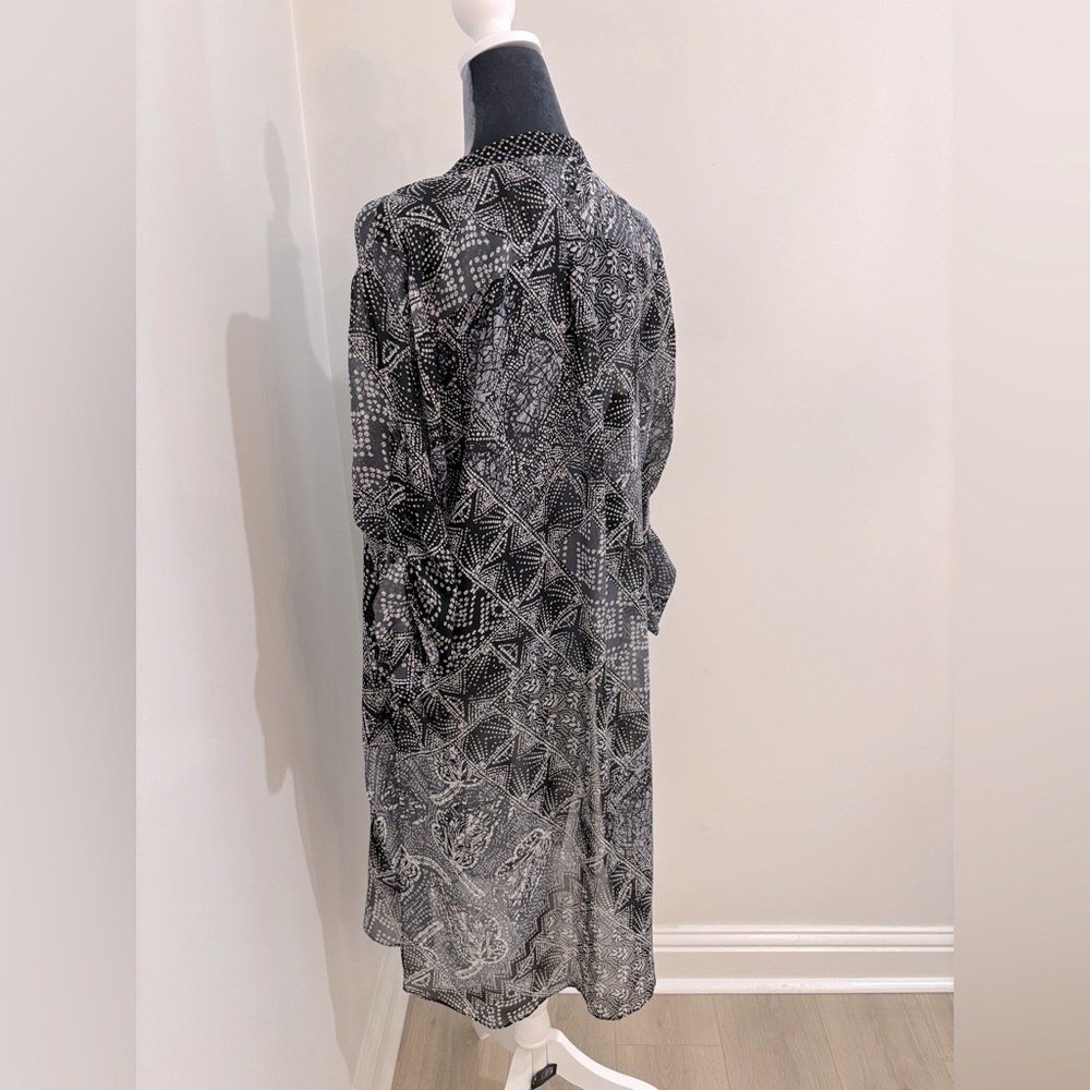 BCBG Black & White Kaftan Scarf Dress Size L - Picture 6 of 9